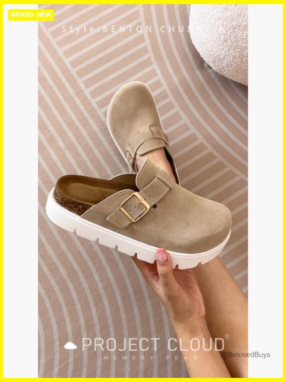 Genuine Leather Platform Clogs - Memory Foam Arch Support Cork Footbed Casual - Picture 6 of 7